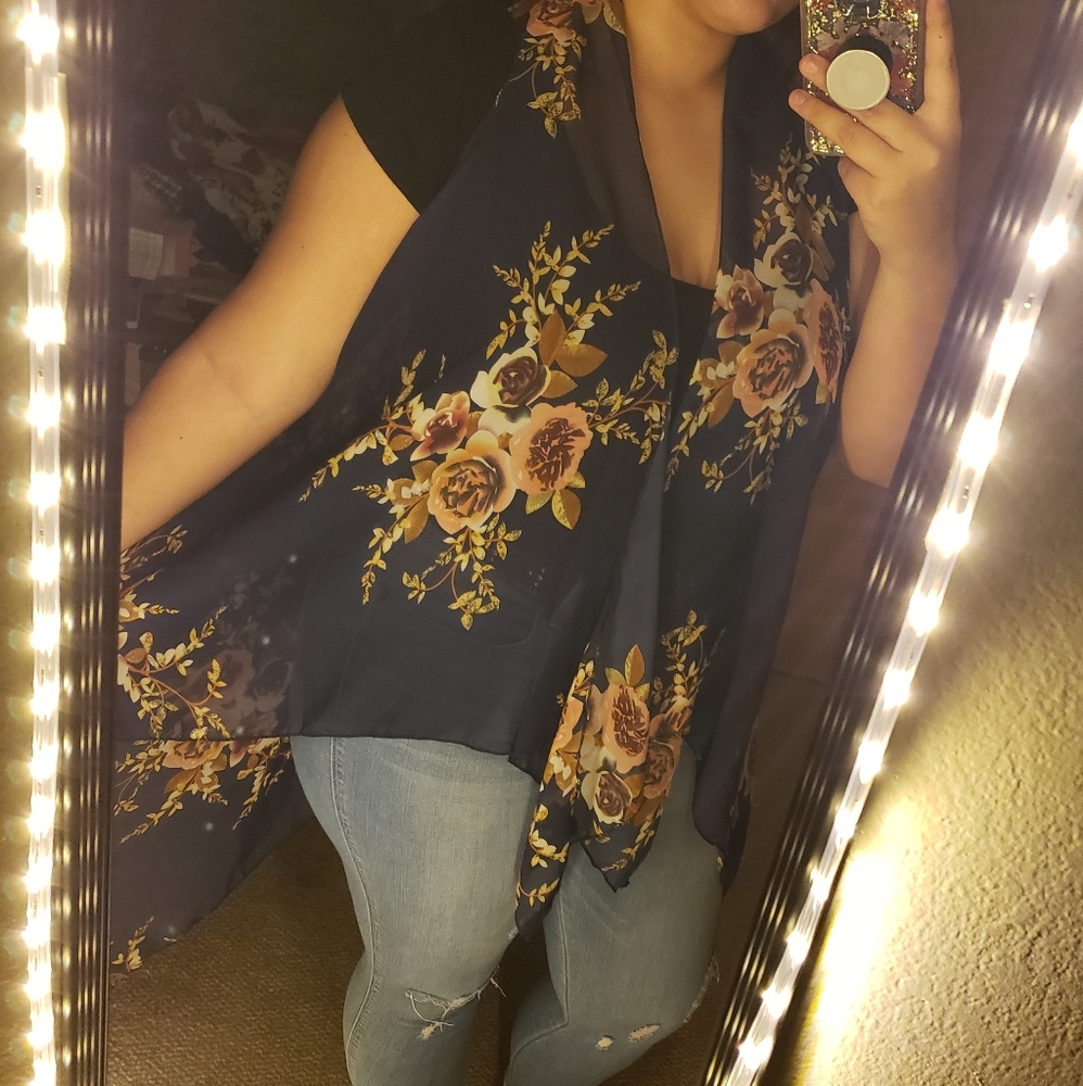 Light navy blue floral vest